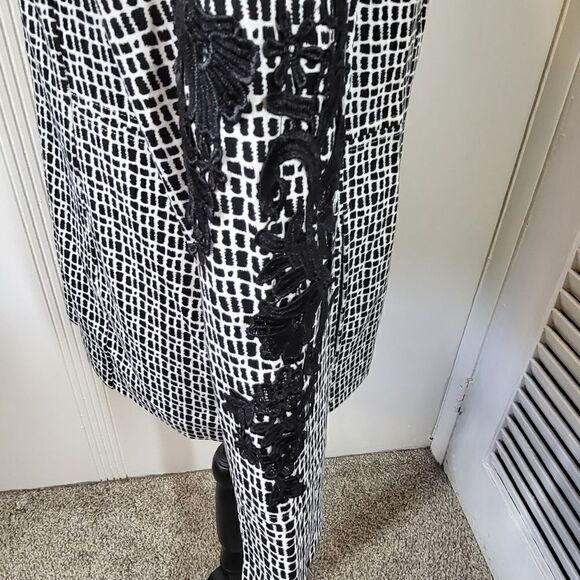 Chico's Black & White Jacket With Embroidered Sleeves - Picture 7 of 11